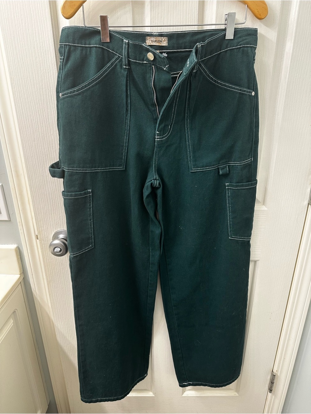 Harlow Dark Green Cargo Carpenter Pants